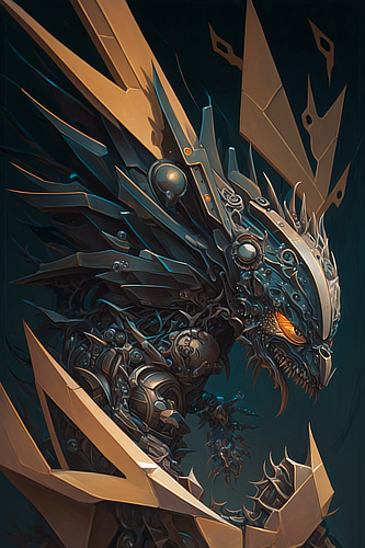 a metal dragon with wings and wings