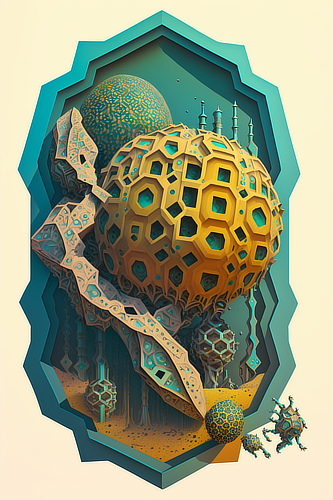 a yellow and blue artwork