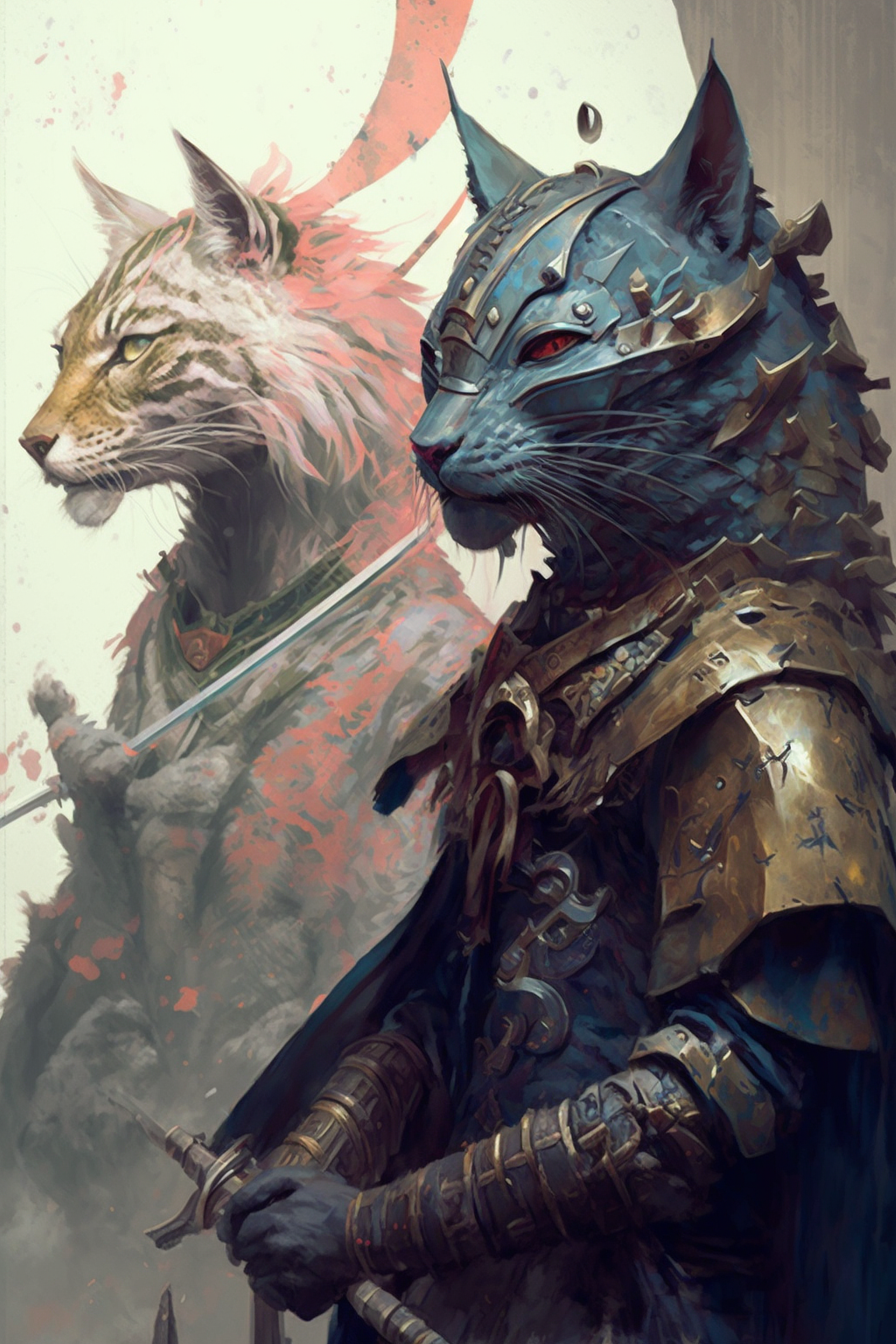 a cat in armor and a cat in armor