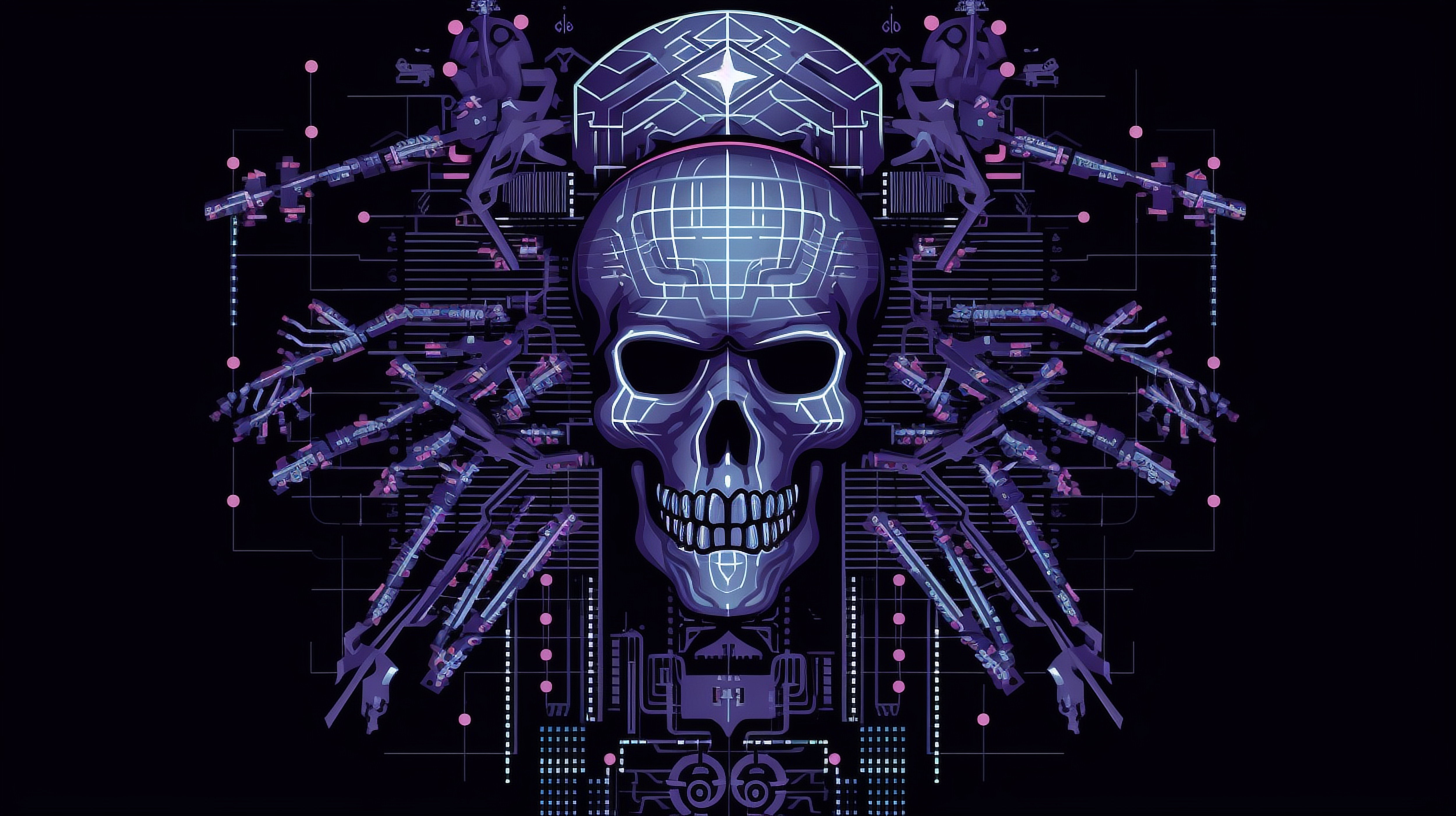 a skull with lines and dots