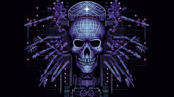 a skull with lines and dots