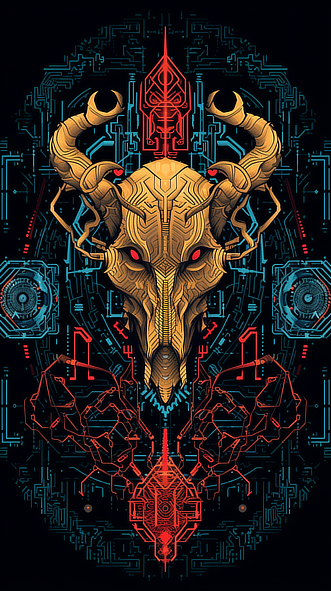 a art of a bull skull