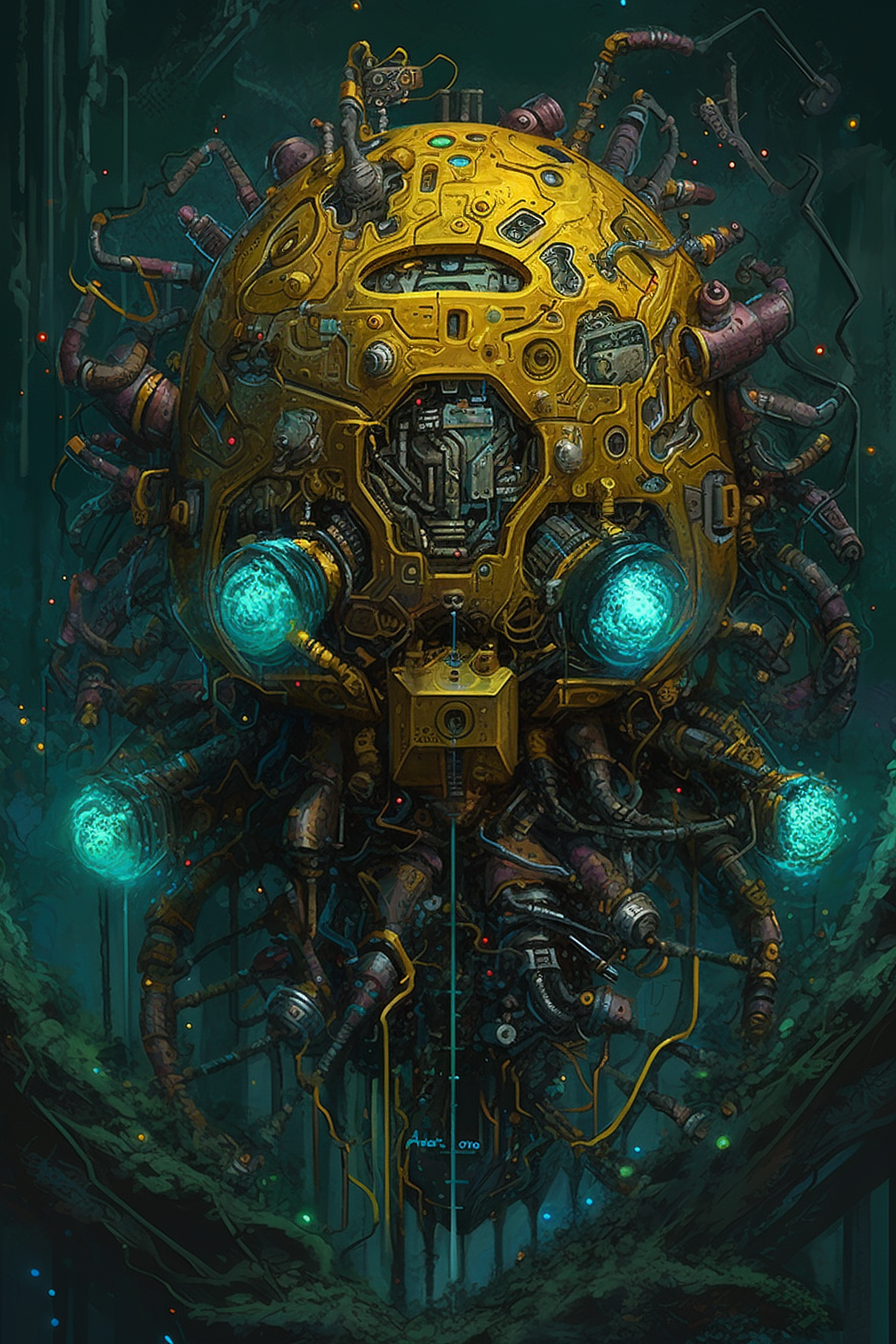 a yellow and blue robot