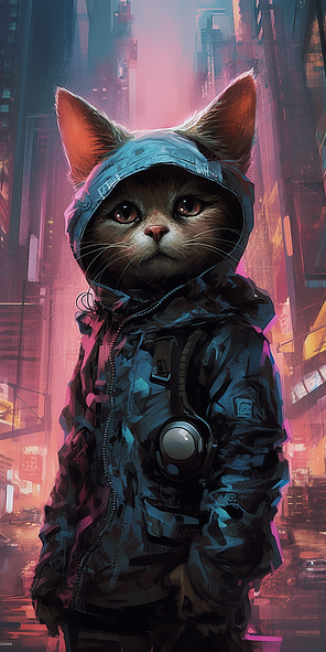 a cat wearing a hoodie and a jacket