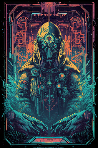 a poster of a person wearing a mask