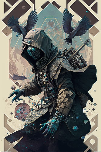 a person in a mask and a hood