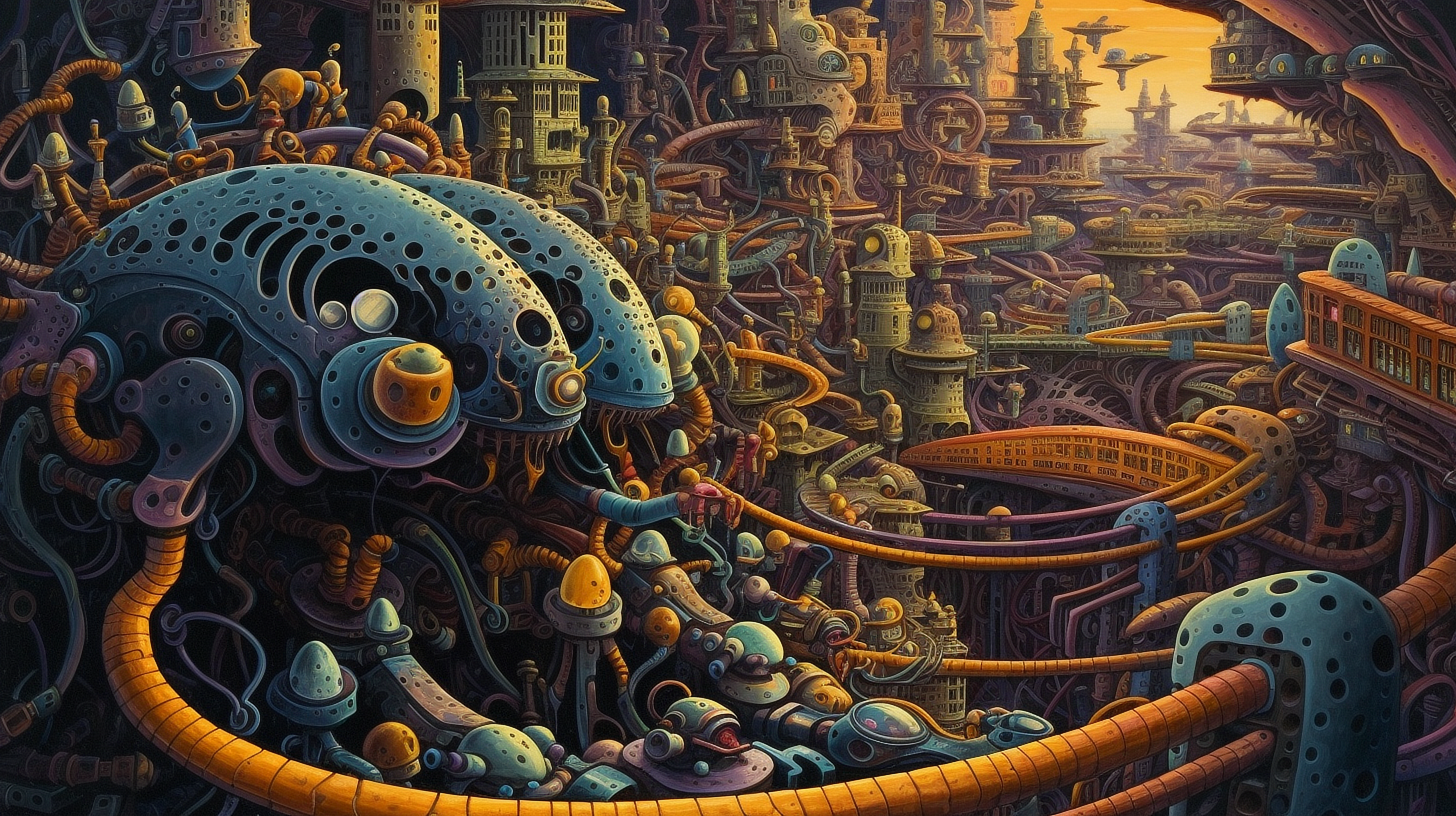 a colorful artwork of a city