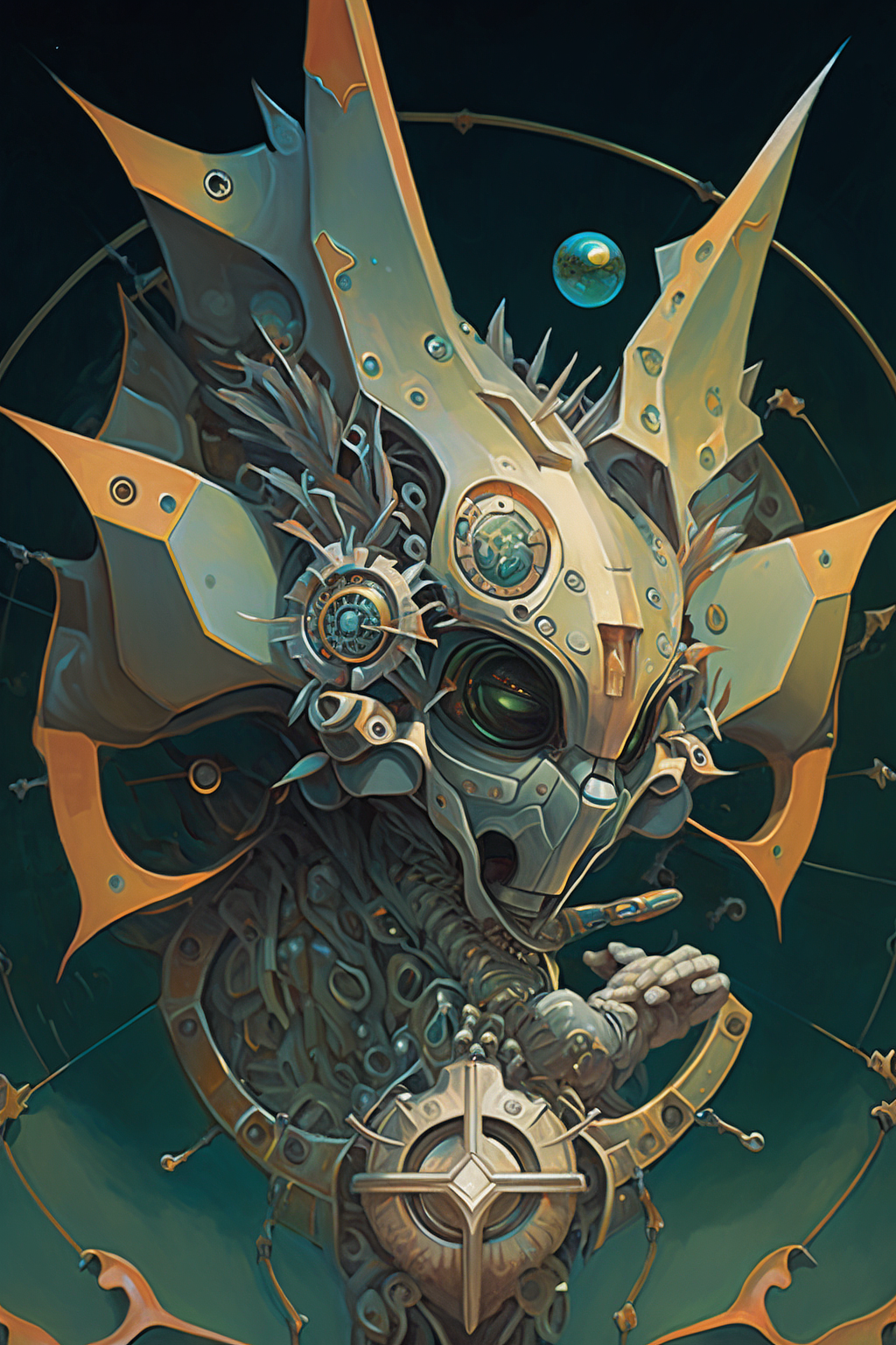 a robot with a large metal head